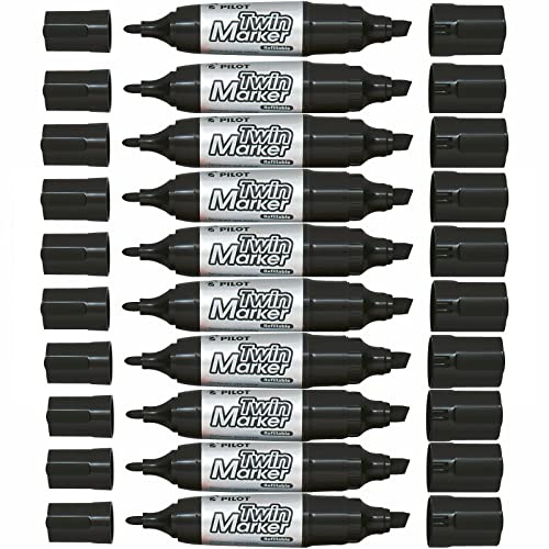 Pilot Begreen Twin Permanent Marker Jumbo, Black, Pack of 10