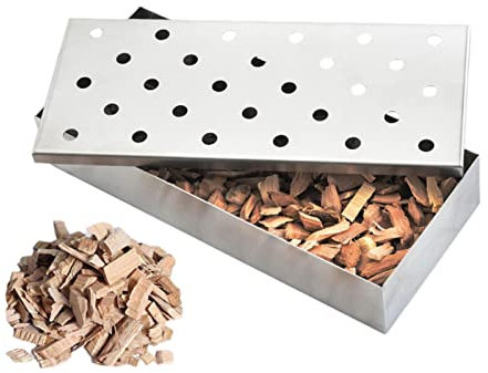 Rauchkasten | Rauchkasten für Grill | Edelstahl-Wellventil BBQ Rauchkasten mit Scharnieren für Kohlepropgrill