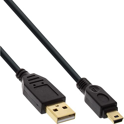 InLine 31803P USB 2.0 Mini-Kabel, USB A Stecker an Mini-B Stecker (5pol.), schwarz, vergoldete Kontakte, 0,3m