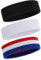 ONUPGO Schweißband Stirnband für Männer & Frauen - 3PCS Sports Stirnbänder Feuchtigkeitstransport Athletic Cotton Terry Cloth Schweißband Schweißabsorbierende Kopfband (Black, White, Blue/White/Red)