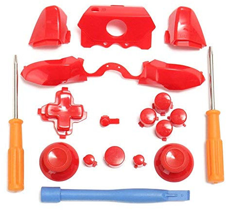 Pare-Chocs déclencheurs Boutons gâchettes LB RB LT RT Boutons et T6 T8 Tournevis et Pied de biche pour Manette Xbox One Elite 3,5 mm Red