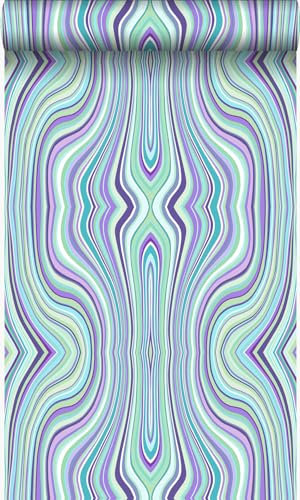 Origin Tapete grafische Linien Türkis und Lila 53 cm x 10.05 m