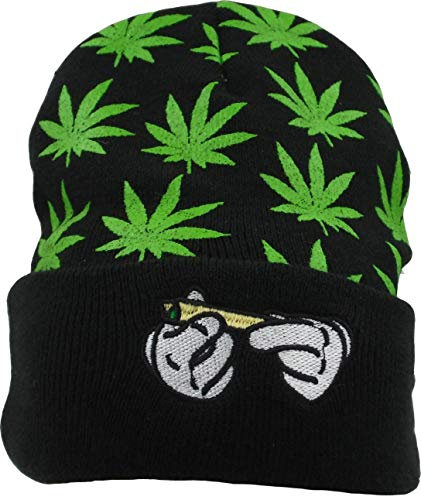 UTALY Weed Marihuana Beanies-Mütze zum Aufrollen, Style 01, Stretchy