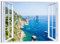 LuxHomeDecor Quadro Finestra su Capri 100x75 cm Stampa su Tela con Telaio in Legno Arredamento Arte Arredo Moderno