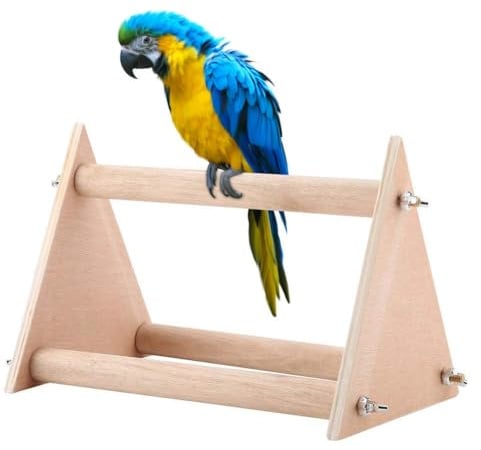 Pssopp Papageien Vogelständer Vogelspielplatz aus Natur Holz Vogelspielzeug tragbare lustige hölzerne Parrot Playstand Sitzstangen für Vogelkäfige, für Wellensittich Nymphensittich