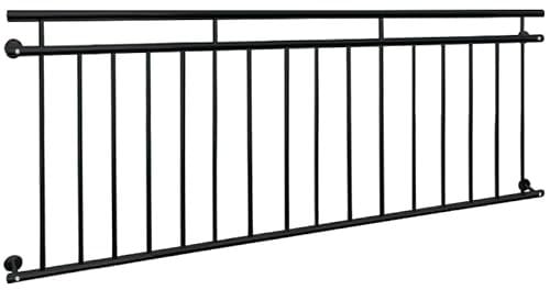 ECD Germany Balcón Francés 225 x 90cm Balustrada Rejilla para Ventana Terraza Barras Color Negro Transversales Verja de Seguridad Barandilla de Acero con Recubrimiento de Polvo Incluye Kit de Montaje