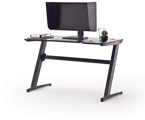 MC RACING Gaming Tisch mit LED Beleuchtung RGB Gaming Schreibtisch MDF Carbon Look, Basic 5