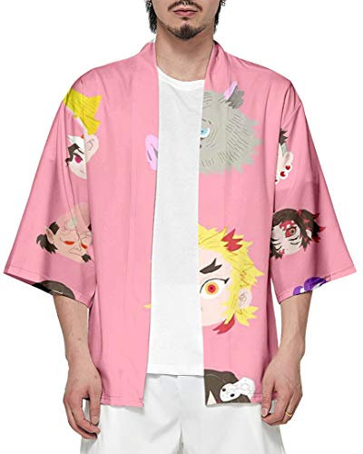 Silver Basic Unisex Anime Cardigan Kimono Costume Camicia Giacca Kimono,Rosa 22658-5,M…
