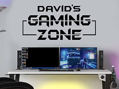 Gaming Zone Wall Stickers Personalised Gamers Zone Wall Decals Mural Gaming Wall Art (W60xH28cm, Other Colour(Message me Before Purchase))