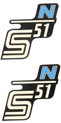 Schriftzug S51 N Folie/Aufkleber schwarz-hellblau 2 Stück für Simson S51N