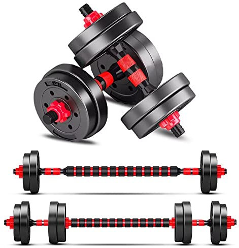 BCBIG Hanteln Set Gewichte,Verstellbar Hantelstange Hantelset Kurzhanteln dumbbells adjustable Langhantel Langhanteln FüR Männer Frauen Krafttraining,rot,15kg (7.5kg*2)