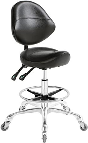 Nazalus Sattelhocker mit Rückenstütze, Fußstütze, strapazierfähig (159 kg), hydraulischer Drehstuhl, verstellbarer Hocker für Salon, Spa, Schönheit, Massage, Zahnklinik, Heimbüro