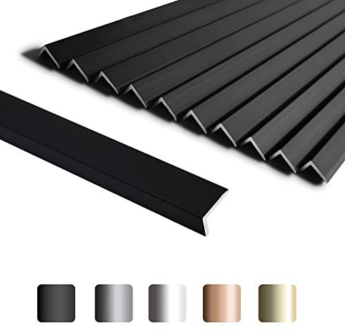 SUNWINGS Lot de 10 garnitures de carrelage en aluminium à décoller et à coller de 91,4 cm, bordure décorative pour dosseret de cuisine, noir mat, taille L