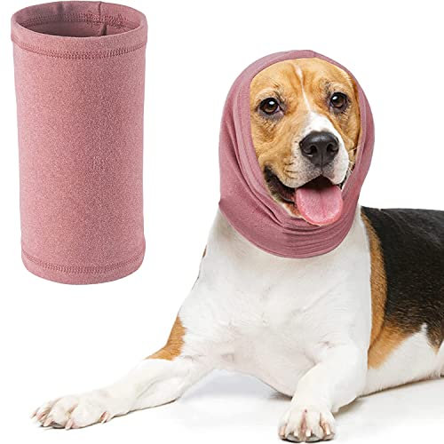 Dog Snood Ear and Neck Protection Dogs Earmuffs Warmer Pet Hat Hoodie Cover for Bathing Grooming Firework Comfort Anti-anxiety at Noise Place Calming (S,Pink)