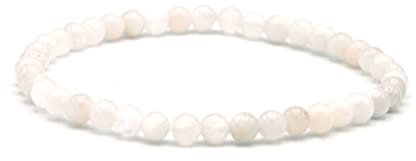 Miracles Minéraux Bracelet perle ronde 4 mm fin et discret, pierre naturelle, création artisanale française, plus de 60 choix (Pierre de lune 4 mm)