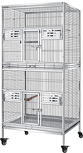 Vogelkäfige Flat Top Double-Layer Papagei Vogelkäfig Großer Edelstahl Zucht Großer Papageienkäfig Geeignet für Fliegende Vögel oder große Vögel Vogelträger (Color : A)