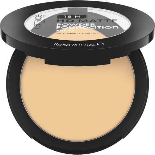 Catrice 18H HD Matte Powder Foundation, Nr. 015N, Nude, langanhaltend, mattierend, matt, für unreine Haut, vegan, ölfrei, UVA- und UVB-Filter + SPF 15, ohne Parfüm, 1er Pack (8g)
