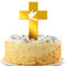 3Pcs Kuchendeko Kreuz Gold Acryl Torte Deko,Gefaltete Hände Cake Topper,Spiegel Kuchen Dekoration Set für Taufe Hochzeit Geburtstag Babyparty Kommunion