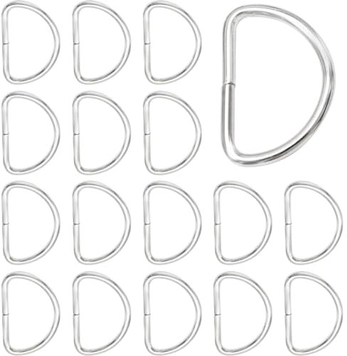 Hocansen 30 Stück D Ring 32mm Metallringe Schnallen Silber Swpeet D Ringe Halbringe Schlüsselanhänger D Ring Karabiner für Taschen,Rucksackund (32mm/DK)