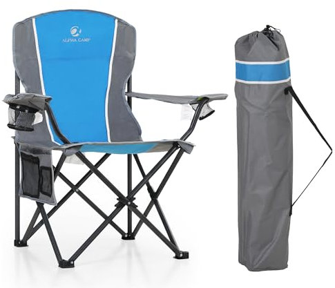 LET'S CAMP Chaise de Camping Pliable avec Porte-gobelets, Sac de Transport, Cadre en Acier, idéale pour Le Camping et Les Voyages
