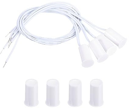 PATIKIL Magnético Reed Interruptor, 4 Paquete NC Anillo Alarma Contacto Sensor Cableado Empotrado Puerta Sensor Ventana Contacto Interruptor para Alarma Sistema, Blanco