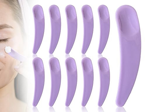 ZoeTekway 10 Stück Creme Spatel Kosmetik Spatula Makeup Scooper wiederverwendbare Kosmetikspatel für Maske Waschgel(Violett)