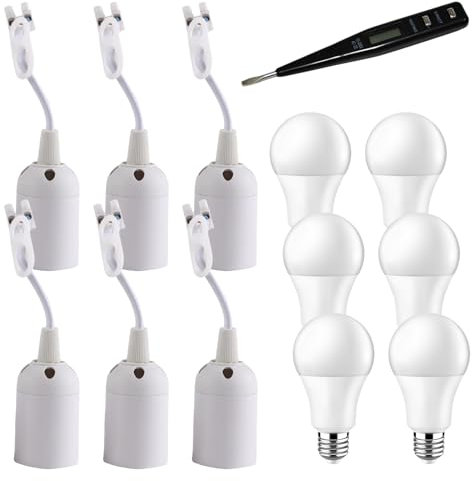 SPORWAY Lampenfassung E27 Set: 20 Stück Mit Spannungsprüfer, Ersatzfassung Baulampenfassung Für Pflanzenbeleuchtung Büroküchen Aquariumbeleuchtung