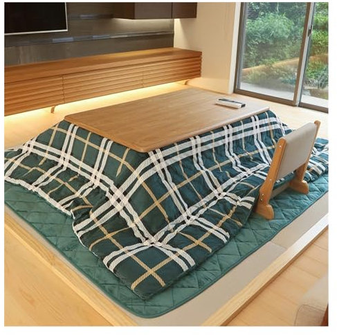 YuanSpring niedriger Tisch Kotatsu-Heiztisch, japanischer Ofenboden, Schreibtisch mit Heizung und Decke, Tatami-Kaffeetisch, Teetisch(E)
