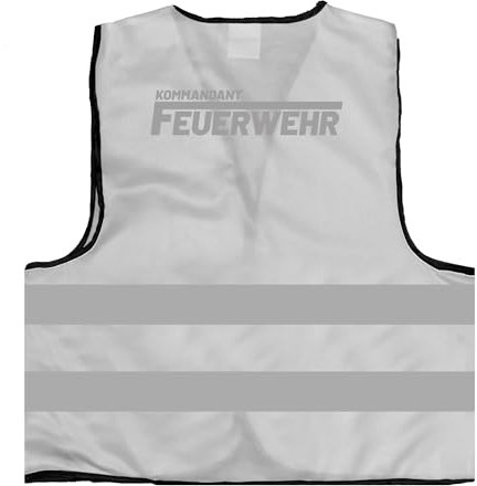 Feuerwehr Kommandant Warnweste BZW. Signalweste mit reflektierendem Aufdruck - Größe S/M, Weiss
