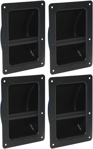 Adam Hall 4 x Schalengriff 3402 Stahl 220 x 164 mm schwarz Boxengriff Tragegriff Griffschale Griff PA Fightcase