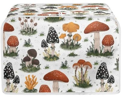 POLERO Cottagecore Mushroom 4 Slice Toaster Covers for Kitchen, Small Appliance Bread Maker Dust Cover with Hook