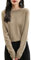 Chanyarn Damen 100% Merinowolle Rundhalspullover 2025 Herbst Winter First-Line Ready to Wear Langarm nahtlosem Strick Elegant Kaschmirpullover (Tan,M)