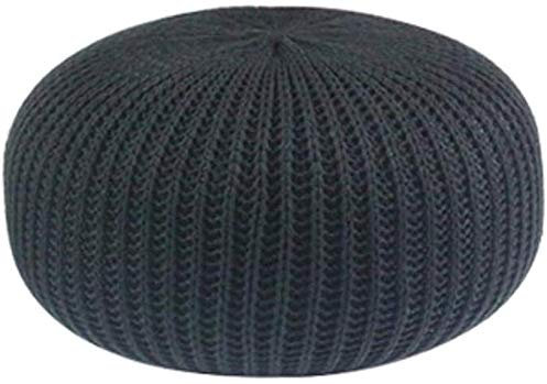 Pouf ottoman tricoté à la main – Grand pouf rond en coton tressé avec repose-pied pour salon, chambre à coucher, jardin