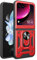 UPLAI Armor Case for Motorola Razr 50 Ultra, Ultra Thin Shockproof Silicone Cover with Slide Camera Cover and Magnetic Ring Kickstand, PC + TPU Durable Cover.Red