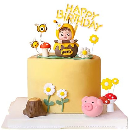 Umimiss 15PCS Multicolored Bee Cake Decorations - Baby Shower, Gender Reveal, Birthday Cake Toppers