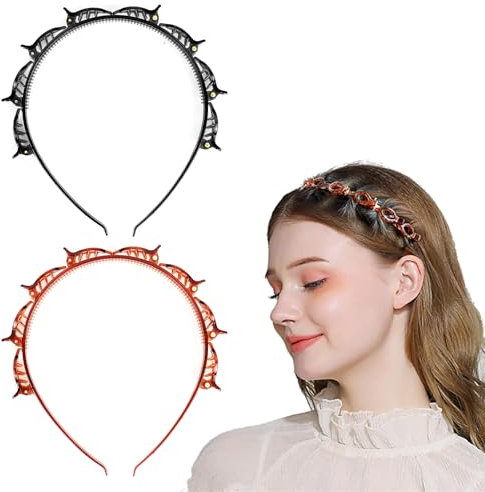 YYTECH Double Bangs Hairstyle Hairpin, 2 Stück Haarreifen mit Klammern Frisurenhilfe Haarreif mit Klammern Stirnband Haarhalter Twist Clip Stirnband Friseurbedarf Haarreifen Damen
