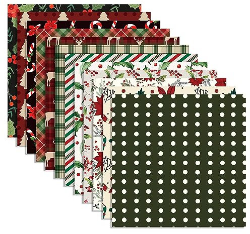 CC HOME 24 Blatt Weihnachten Scrapbook Bastelpapier, 12 Designs, 30 x 30 cm, Quadratisch, Semi-Glanz, Weihnachten