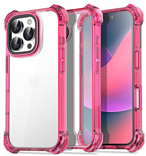 AICase Neon Hot Pink Bounce Case for iPhone 16 Pro, Cute Women Girly Girl Shockproof Translucent Protective Durable Trendy Pretty Aesthetic Hard Preppy iPhone Case for iPhone 16 Pro