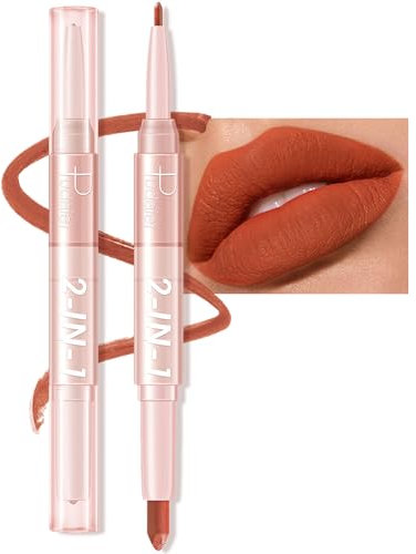 Waterproof Lip Liner Stain Pencil - Double-ended 2-in-1 Waterproof Lipstick Lip Liner for Women Matte Long-lasting Matte Satin Finish, Nourishing and Non-fading (#06, 18g)