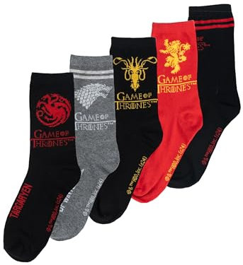 United Labels 5 Paar Game of Thrones Socken für Herren, Schwarz Rot Grau, 40-45, Herrensocken, Männer Strümpfe