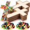 Blueweenly 12 Set 9 Zoll DIY Holzkreuze Bastelsets für christliche Sonntagsschule mit 200 Plüschkugel-Zubehör, geschichtetes Kreuz gerahmtes Kreuz für DIY Handwerk Valentinstag Ostern