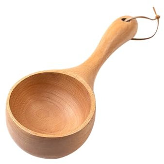 HugeDE Wood Bath Salt Scoop Natural Wooden Scoop Large Measuring Spoon Sugar Serving Spoon Soup Tablespoon Kitchen Scoop Ladle Large Multipurpose Spoon Coffee Flour Scoop