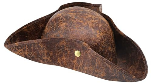 ZMDMAH Piratenhut Piratenhut für Erwachsene Leathers Dreispitz Hut Kolonialstil für Piraten-Mottoparty,Cosplay, KostüMpartys,Halloween, Karneval Braun, EinheitsgrößE