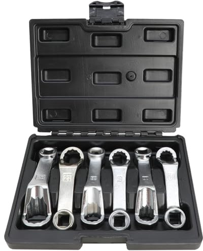 DPTOOL 6-teilig Motorhalterungs-Steckschlüssel, Versetzter Hinterer Sturz-Einstellschlüssel, 16-24 mm, 12-Punkt, Ölfilter-Entfernungsschlüssel-Set, Kompatibel mit Mercedes Benz VW Audi