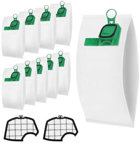 10 Pezzi Sacchetti Filtri Parti per Folletto VK140 VK150 FP140 con 2 filtri, Set di Accessori per Aspirapolvere Vorwerk Folletto, Protezione Motore,Installazione Facile