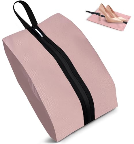 Shoe Bags for Travel, Waterproof Oxford Fabric, Zippered Shoe Storage Organiser with Handle, Lightweight Dustproof Shoe Pouch for Trainers, Gym, Business Trip, 16.5 x 9.8 Inches (Shoe Bag Pink)