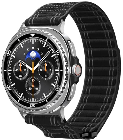 Spigen Nylon Fabric Band with Hook Strap Compatible with Samsung Galaxy Watch 8 40mm/44mm (2025), Samsung Galaxy Watch 8 Classic 46mm (2025) - Black