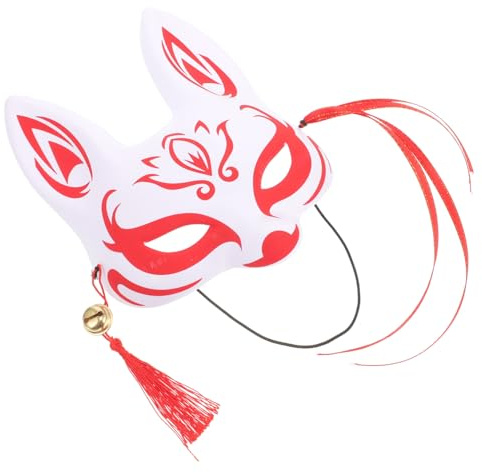 UKCOCO Masque de Renard Style Japonais Masque Demi-visage Décoratif pour Fête Cosplay Cosplay
