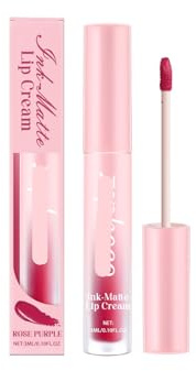Mauve-lila, Matter Lipgloss, Langanhaltend, Feuchtigkeitsspendend, Geschmeidig, Leicht Aufzutragen, Nicht Klebrig, 4 Farben Erhältlich(1PCS)