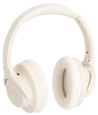 CREATE / Headphones ANC Studio/Auriculares inalámbricos de Diadema Blanco Roto/Cancelación de Ruido. Plegables. Bluetooth. Carga rápida USB-C. 4 micrófonos. 20W